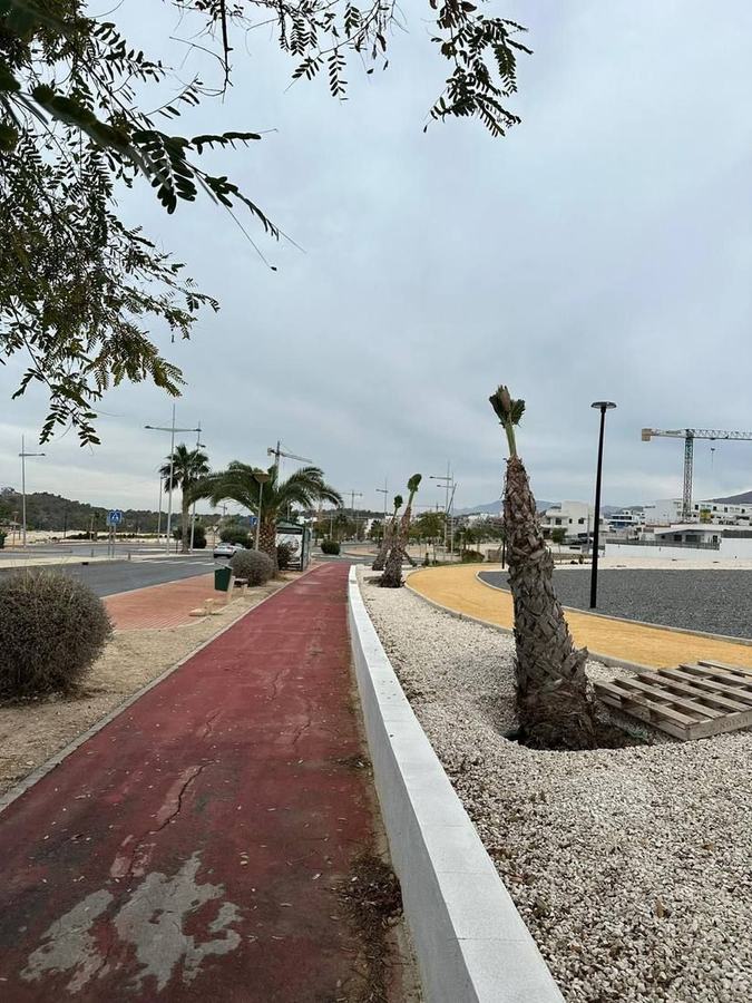 Urbanización con carril bici en ejecución